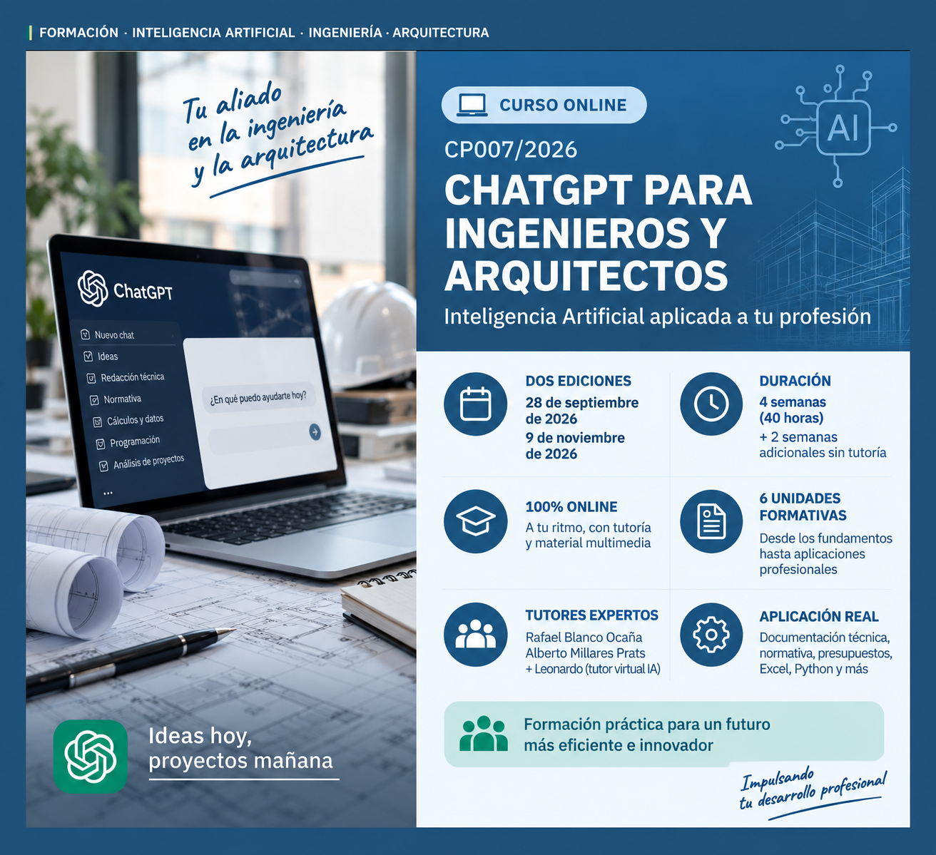 CP007/2026 - Curso Online ChatGPT para Ingenieros y Arquitectos