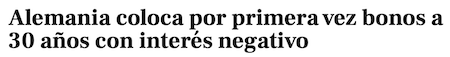 Alemania coloca por primera vez bonos a 30 años con interés negativo